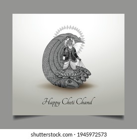 illustration of  Sindhi Hindus, Jhulelal is a name that refers to the Ishta Dev, happy cheti chand, festival of India ,jhulelal jayanti