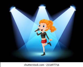 Illustration of a singer on a stage