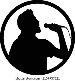 Illustration of singer silhouette inside circle