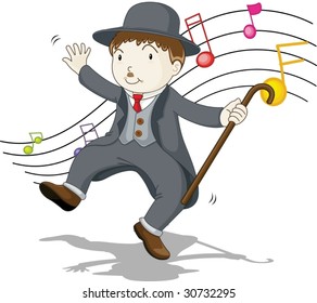 illustration of singing and dancing charlie