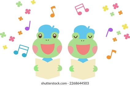 Illustration of a singing frog