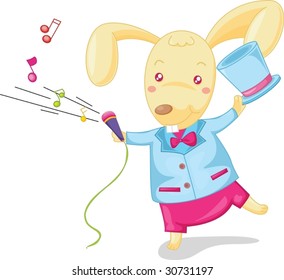 illustration of singing rabbit on white