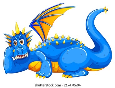 Illustration of a single blue dragon