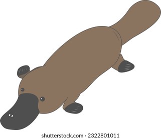 Illustration of a single brown platypus