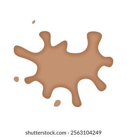 An illustration of a single brown splotch on a white background The splotch has an irregular shape with several smaller droplets around it The overall style is simple and abstract