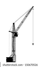 illustration with single building crane isolated on white background