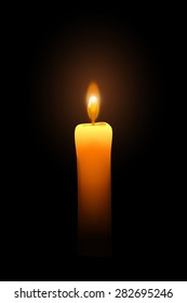 illustration of single burning little candle in the darkness