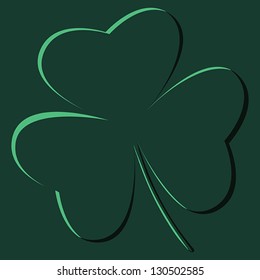 illustration of single clover, trifolium, shamrock leaf.