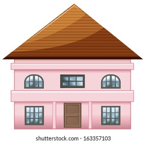 Illustration of a single detached pink house on a white background