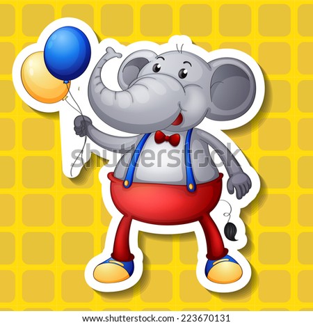 Illustration of a single elephant with balloons