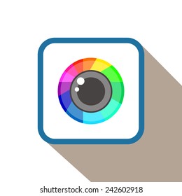 Illustration of a Single Flat Photo Camera Icon Isolated 
