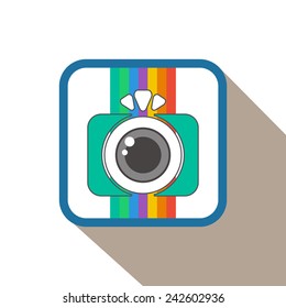 Illustration of a Single Flat Photo Camera Icon Isolated 