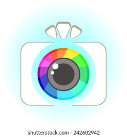 Illustration of a Single Flat Photo Camera Icon Isolated 