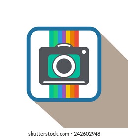 Illustration of a Single Flat Photo Camera Icon Isolated 