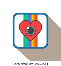 Illustration of a Single Flat Photo Camera Icon Isolated 
