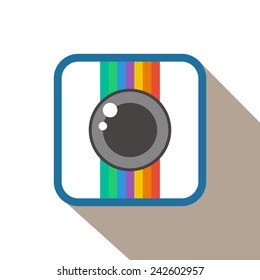 Illustration of a Single Flat Photo Camera Icon Isolated 