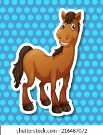 Illustration of a single horse with polkadot background
