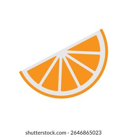 Illustration of a Single Orange Slice on a Clean White Background