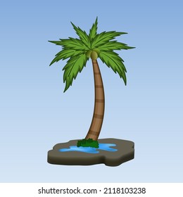 Illustration einer einzelnen Palme mit einem blauen Himmel im Hintergrund. Vektorgrafik