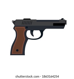 Illustration eines einzigen Polizeigewehr und grundlegender Schutzausrüstung auf weißem Hintergrund.