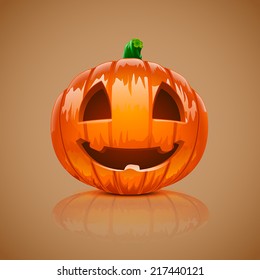 illustration of single pumpkin for halloween with reflect