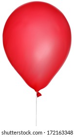 illustration with single red balloon isolated on white background