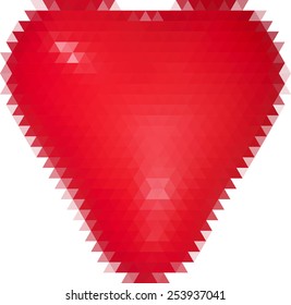 ilustración con un solo corazón rojo de triángulos aislados en fondo blanco