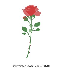 Illustration of a single rose, icon, vector