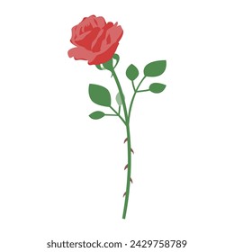 Illustration of a single rose, icon, vector