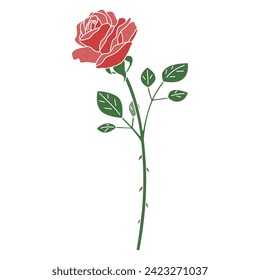 Ilustración de un único vector de rosa