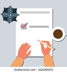 Illustration of Single Tasking. Clipboard with pen and Completed tasks vector graphic.