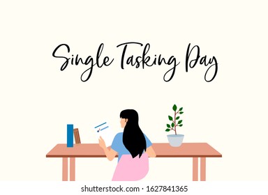 Illustration of Single Tasking Day vector graphic February 22.
