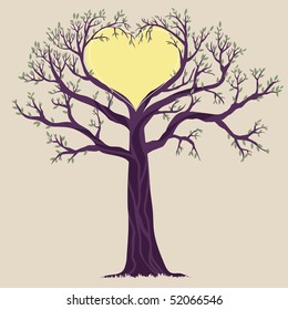 Illustration of single tree with heart shape