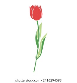 Illustration of a single tulip red vector
