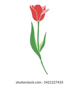 Ilustración de un solo vector tulipán rojo