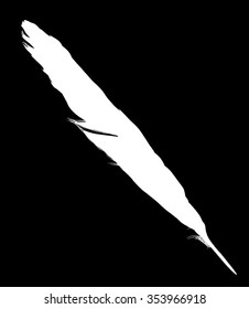 ilustración con una sola pluma blanca sobre fondo negro