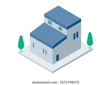 Illustration of a single-family home building seen from above