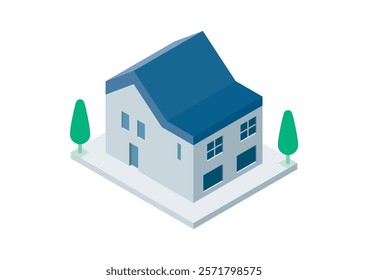 Illustration of a single-family home building seen from above