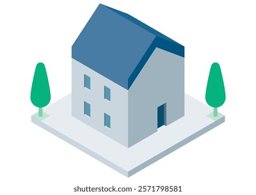 Illustration of a single-family home building seen from above