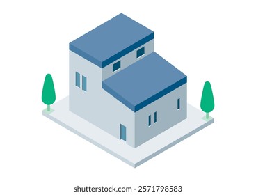 Illustration of a single-family home building seen from above