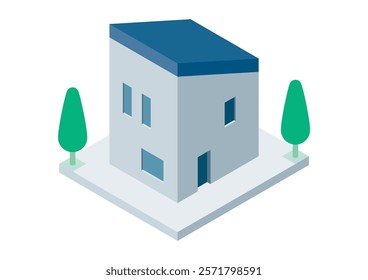 Illustration of a single-family home building seen from above