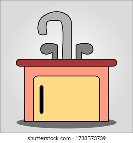 Illustration of a sink. Vector illustration of something in the kitchen. The sink is used as a place to wash dishes, glasses and other dirty furniture.