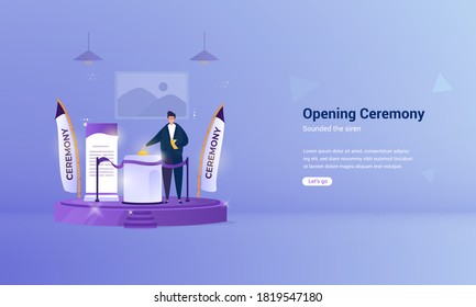 Illustration of sirens sounded for the opening ceremony concept