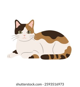 Illustration of a sitting calico cat