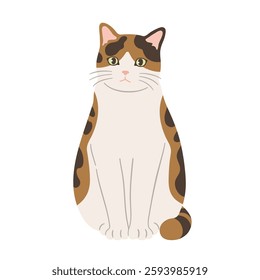 Illustration of a sitting calico cat