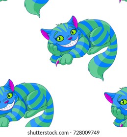 Ilustración del patrón de gato de Cheshire sentado 