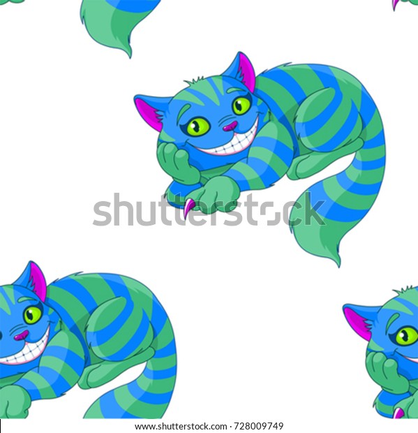 Illustration Sitting Cheshire Cat Pattern Stock Vector (Royalty Free ...