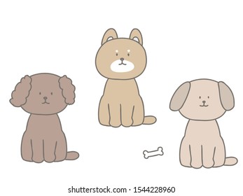 Illustration of sitting dogs.
