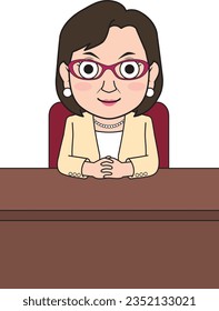 Illustration of a sitting female businessman