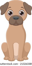 Illustration of sitting golden retriever dog cartoon on white background